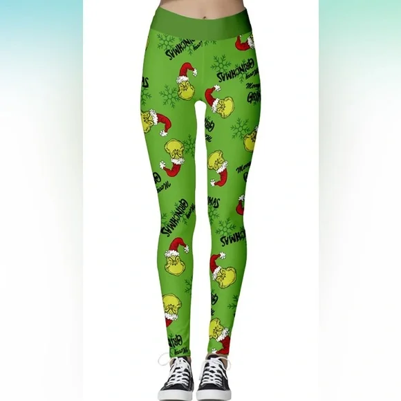 Pants & Jumpsuits, Green Grinch Christmas Leggings Size L